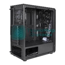 Компьютерный корпус Miditower ExeGate EVO-8225-EVO800 (ATX, БП EVO800RGb с вент. 12см, 2хUSB+1хUSB 3.0, черный, 2 вент. с RGb подсветкой и полоса на передней панели, боковая панель - закаленное стекло)
