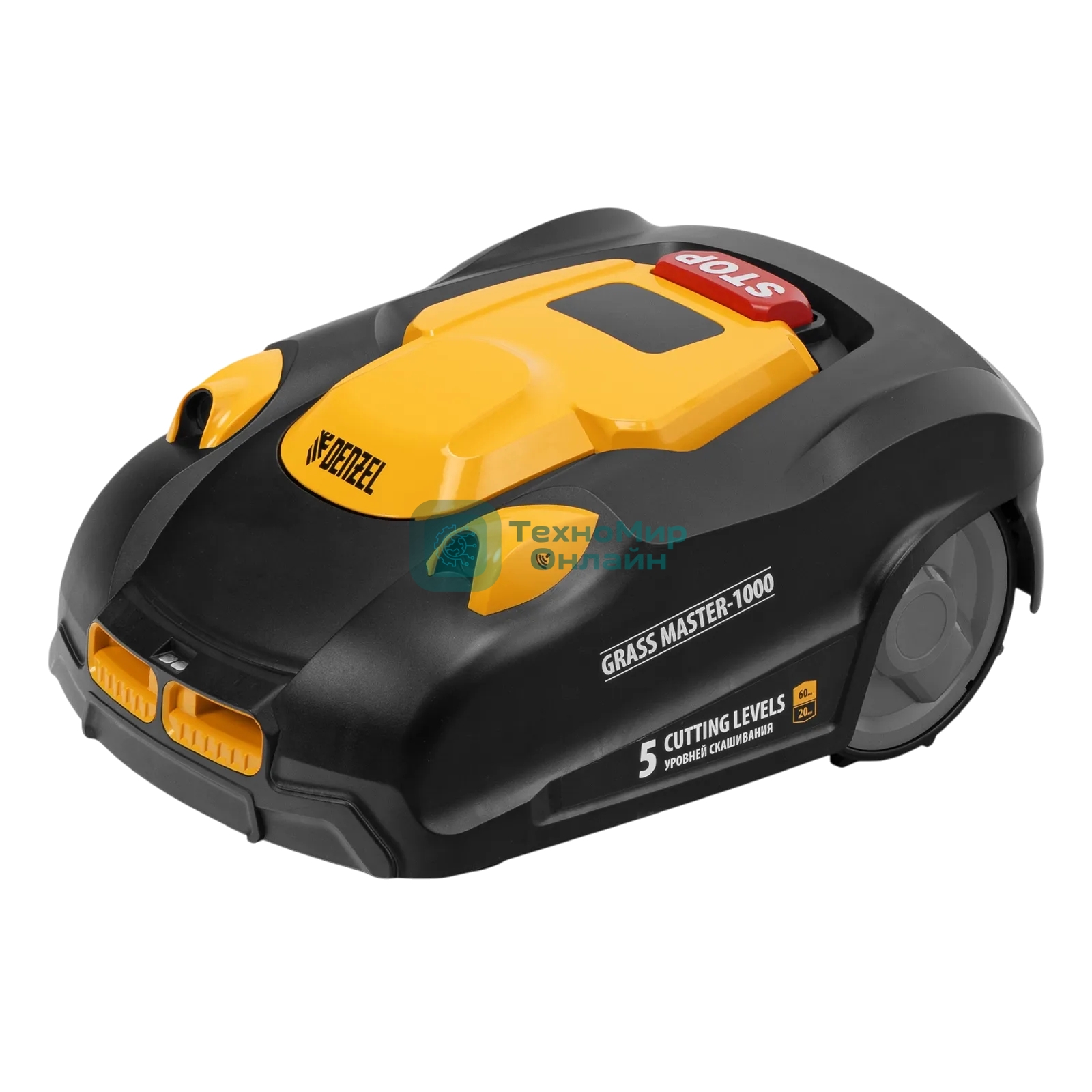 Робот-газонокосилка Denzel Grass Master 1000, ультразвуковой датчик, 3 Ач, LCD дисплей, Wi-Fi