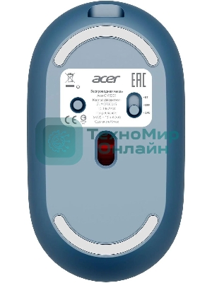 Мышь беспроводная Acer OMR301 синий, 1600 dpi, радиоканал, Bluetooth, USB, кнопки - 4