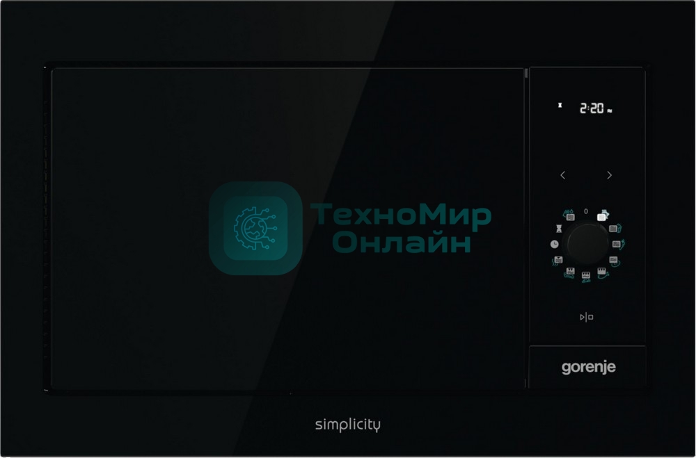 Встраиваемая микроволновая печь GORENJE BM235G1SYB черный 23 л, 900 Вт, переключатели - поворотный механизм/сенсор