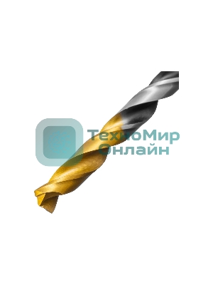 Сверло спиральное по металлу Denzel 6 x 93мм, Р6М5, Golden Tip, многогранная заточка