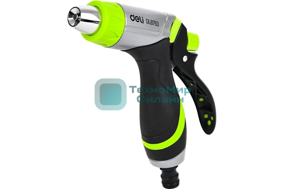 Пистолет-распылитель поливочный Deli DL8763 3 режима распыления, диаметр шланга 3/4