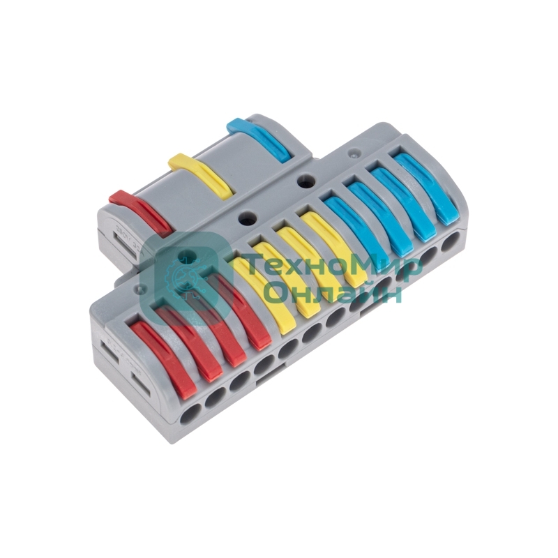 Клемма Rexant СМК 3х4 проходная разветвительная 3 полюса, с монтажной площадкой (1 ввод, 4 вывода на полюс) (10 шт/уп)