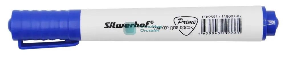Маркер для досок Silwerhof Prime, пулевидный пишущий наконечник, 1-3мм, синий, коробка