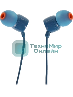 Проводные наушники JBL Tune 110 синий, внутриканальные, Jack 3.5 мм