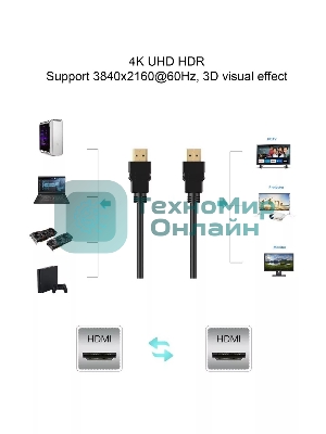 Кабель HDMI 19M/M ver. 2.0 черные коннекторы, 1.8m VCOM <CG526S-B-1.8M> Blister Кабель HDMI 19M/M ver. 2.0 черные коннекторы, 1.8m VCOM <CG526S-B-1.8M> Blister