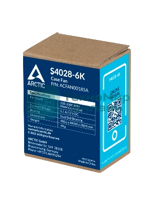 Вентилятор для корпуса Arctic S4028-6K черный, 40 мм, 6000 об/мин, 4 pin