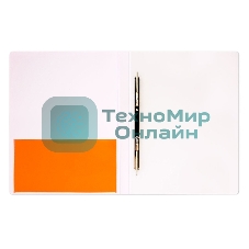 Папка с металлическим пружинным скоросшивателем Бюрократ Double Neon DNE07POR A4, пластик, 0.7мм корешок 27мм, карман продольный внутренний, оранжевый