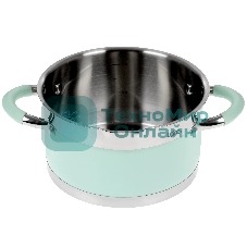 Кастрюля LARA LR02-541 MINT 18x10 см, 2,4 л, носик, индукционное дно, крышка с бортом, полипропилен, силикон, нержавеющая сталь