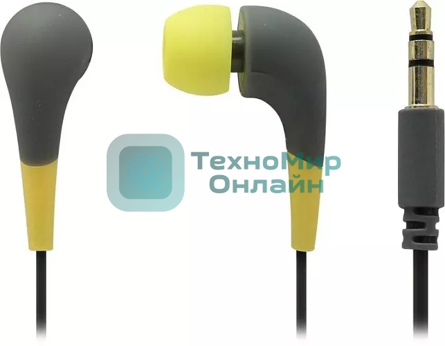 Проводные наушники Smartbuy Curve желтый/серый, внутриканальные, Jack 3.5 мм, покрытие soft-touch, сменные амбушюры