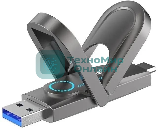 Флешка USB Netac US9 (NT03US9C-512G-32TA), 512Gb, USB 3.2 Gen2 Type-A/USB Type-C, R/W 1000/900, серебристый