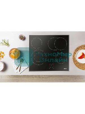 Встраиваемая варочная панель Hansa BHCI66706 Стеклокерамика, независимая, сенсорное управление, таймер, рамка, черная