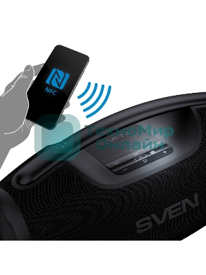 Портативная акустическая система SVEN PS-990, черный, 2.0, 2x90 Вт (RMS), IPx7, TWS, Bluetooth, USB, аккумулятор