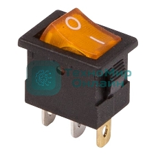 Выключатель клавишный Rexant 12V 15А (3с) ON-OFF желтый с подсветкой Mini