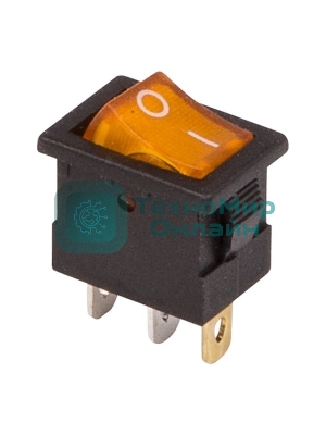 Выключатель клавишный Rexant 12V 15А (3с) ON-OFF желтый с подсветкой Mini