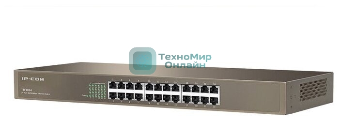 Коммутатор неуправляемый IP-COM F1024 24 порта, 24x100 Мбит/с, установка в стойку, металлический корпус