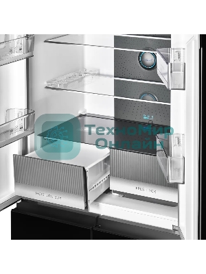 Холодильник Kuppersberg NFFD 186 BG черное стекло трехкамерный 303/172л морозилка сбоку, No Frost, Side by Side