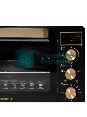 Мини-печь Kraft KF-MO 3506 KGLB (черный/золото) с дисплеем