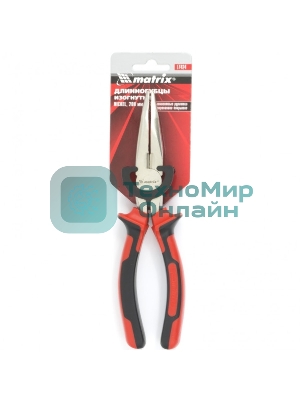 Длинногубцы Matrix 17424 NICKEL 200 мм, изогнутые никелированные, двухкомпонентные рукоятки