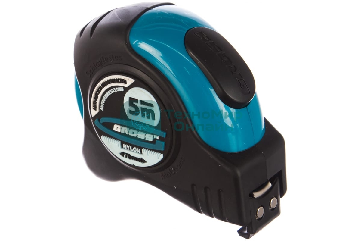 Рулетка Gross 31112 ''schlagfest'' 5м x 19мм магн. обрез зацеп двухст. шкала нейлон покр. автомати