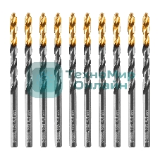 Сверло по металлу Denzel 4,8 мм, HSS-Tin, Golden Tip, 10 шт.