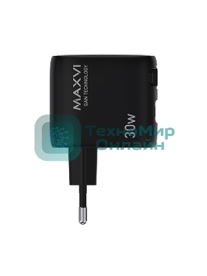 Сетевое зарядное устройство Maxvi SFC-330GN Type-C\USB 30W PD QC3.0 черный