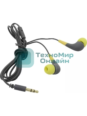 Проводные наушники Smartbuy Curve желтый/серый, внутриканальные, Jack 3.5 мм, покрытие soft-touch, сменные амбушюры