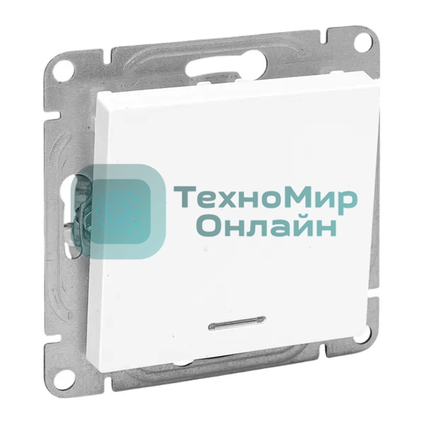 Механизм выключателя EKF UP1-SWW-14 одноклавишный, с подсветкой, белый Эпика