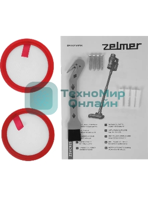 Пылесос вертикальный Zelmer STICK ZSVC925T Wiktor фиолетовый/черный, питание от аккумулятора, 380 Вт, уборка сухая, пылесборник 0.8 л