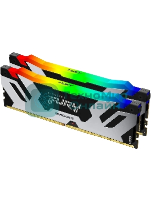 Оперативная память Kingston Fury Renegade, DDR5, 32Gb (2x16GB), 7200MHz, CL38, DIMM, с радиатором, RGB, серебристый/черный