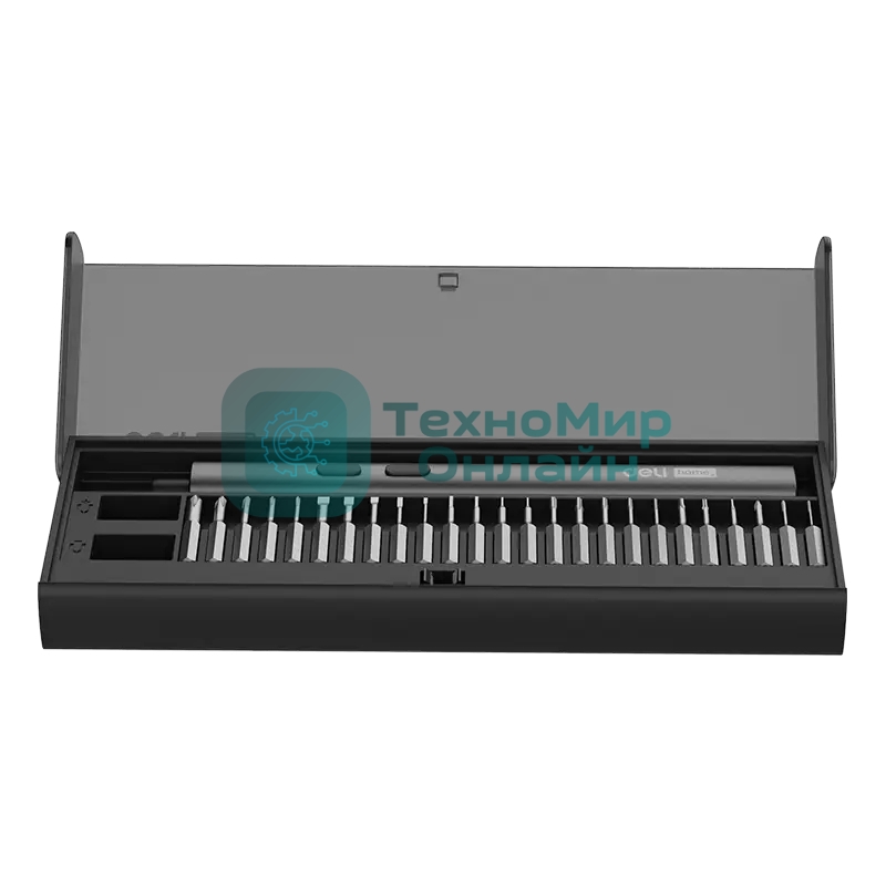 Отвертка аккумуляторная прецизионная Deli DY-DP04-1B1, черный (3,7В, 260мА*ч, 0,2/3Нм, 200об/мин, Type-C, набор бит 25 шт, кейс)