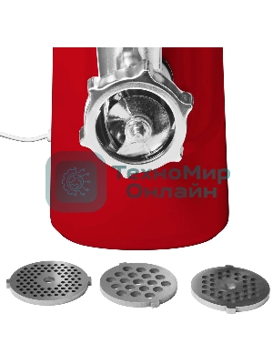 Мясорубка электрическая Starwind SMG3225 красный, 1500 Вт, 2.0 кг/мин, реверс, защита от перегрузки, насадки - 8