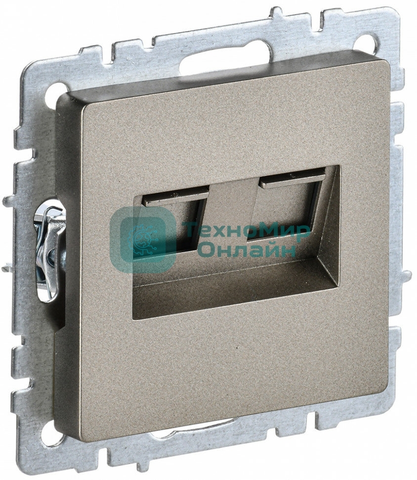 Розетка компьютерная двойная IEK BRITE РК10-2-БрШ (BR-K20-1-K37) СП RJ45 кат.5E шампань