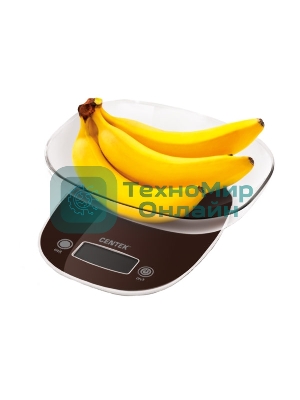 Весы кухонные Centek CT-2456 (шоколад) электр., max 7кг(!!!), шаг 1г, большая съемная чаша, дисплей