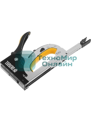 Степлер мебельный Denzel, стальной корпус, быстрая загрузка, регул. силы удара, тип 53, 4-14 мм