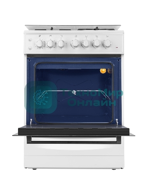 Плита комбинированная Maunfeld MGC60ECW04 белый, газовых конфорок 4 шт, духовка электрическая 65 л, 60 см x 88 см x 65 см