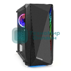 Компьютерный корпус Minitower ExeGate Mistery R2-NPX600 (mATX, БП 600NPX с вент. 12 см, 2*USB+1*USB 3.0, аудио, черный, 1 вент. 12см с RGb подсветкой и полоса на передней панели, боковая панель - закаленное стекло)