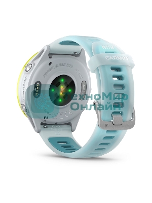 Умные часы Garmin Forerunner 570 белый, желный безель, бирюзовый ремешок 47мм