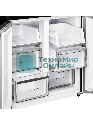 Холодильник Kuppersberg NFFD 186 BG черное стекло трехкамерный 303/172л морозилка сбоку, No Frost, Side by Side