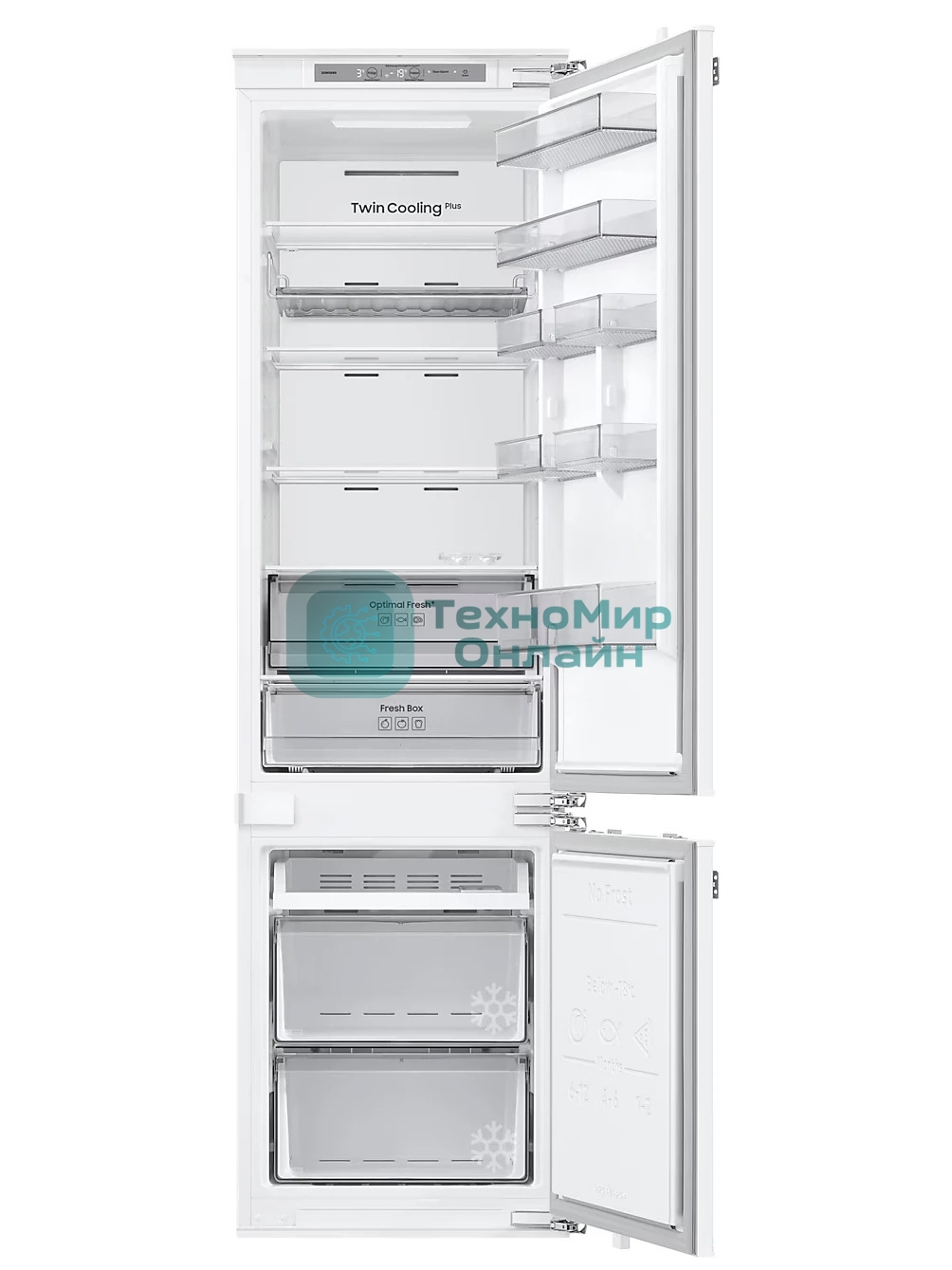 Встраиваемый холодильник Samsung BRB70F30AEF0EO белый двухкамерный 224/74л морозилка снизу No Frost
