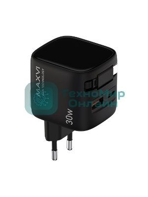 Сетевое зарядное устройство Maxvi SFC-330GN Type-C\USB 30W PD QC3.0 черный