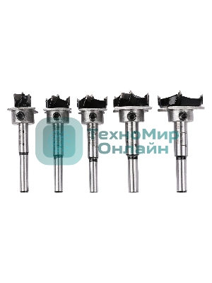 Набор сверл Форстнера 5 шт (15/20/25/30/35мм) Deli DH-MKK005-ED1 ограничитель глубины, пласт. кейс