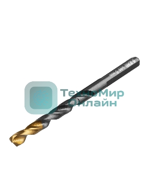 Сверло по металлу Denzel 5 мм, HSS-Tin, Golden Tip, 10 шт.