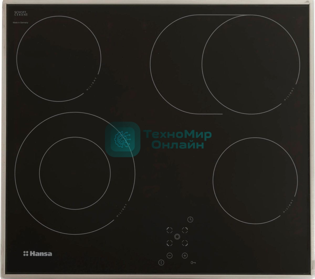 Встраиваемая варочная панель Hansa BHCI66706 Стеклокерамика, независимая, сенсорное управление, таймер, рамка, черная