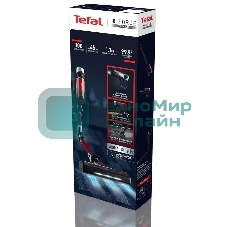 Пылесос вертикальный Tefal X-Force Flex TY2079WO черный/красный, питание от аккумулятора, 100 Вт, уборка сухая, пылесборник 0.4 л