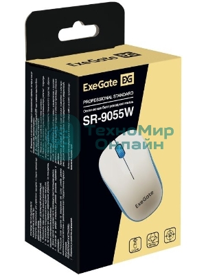 Мышь беспроводная ExeGate Professional Standard SR-9055W белый, 1200 dpi, радиоканал, USB, кнопки - 3