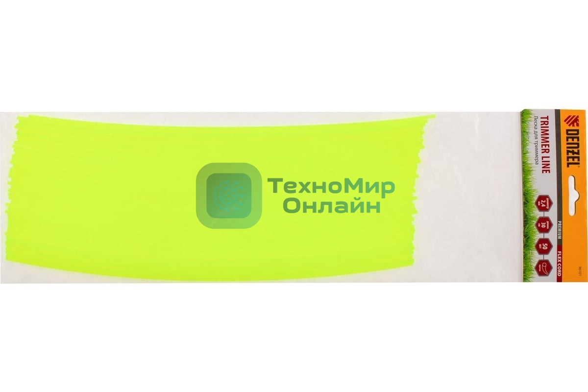 Леска для триммера Denzel круглая нарезанная 2,4 мм х 30 см 50 шт FLEX CORD