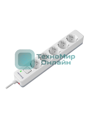 Удлинитель с сетевым фильтром Defender DFS 135, белый, 5 розеток, 5 м.