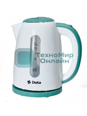 Чайник электрический DELTA DL-1106 белый с мятным 1.7 л, 2,2кВт