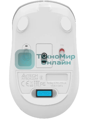 Мышь беспроводная A4Tech Fstyler FB26CS Air2 серебристый/белый, 2000 dpi, радиоканал, Bluetooth, USB, кнопки - 4